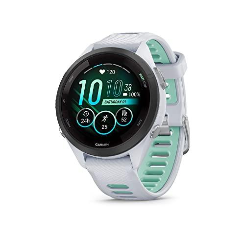 Garmin Forerunner 265S Smartwatch da corsa unisex, misura 42 mm, Whitestone/Neo Tropic