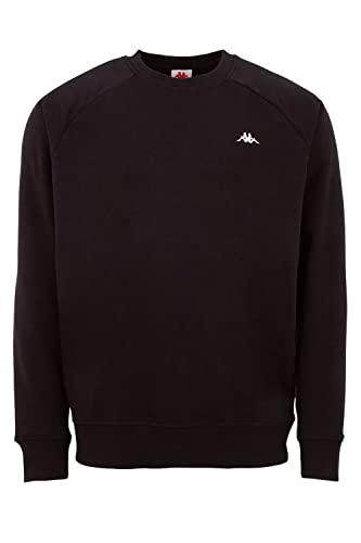 Kappa Vauke - Felpa unisex in cotone, per lo sport e il tempo libero, nei colori blu, grigio, nero, nelle taglie S, M, L, XL e XXL, Nero , XL