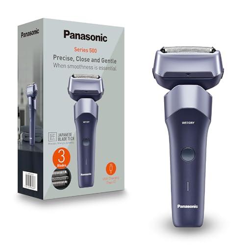 Panasonic Serie 500, ES-ERM3FV503 Serie 500 Rasoio Elettrico Ricaricabile a 3 Lame Wet & Dry, Acciaio Inox Giapponese, Testina Flessibile 10D, IPX7, Ricarica USB-C, Viola