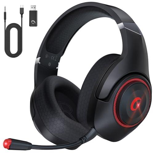 KAPEYDESI 2,4 GHz Cuffie per PC, PS5, Mac, Switch, Wireless Cuffie Bluetooth 5.2, Cuffie PS5 con Microfono Staccabile, Jack Audio 3.5 mm per Cuffie Gaming Cablate