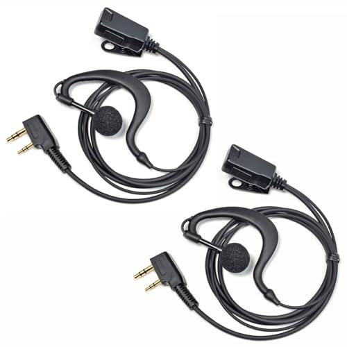 HYSHIKRA Auricolare Walkie Talkie con microfono, 2 pin Headset con PTT, compatibile con Kenwood eSnic Retevis Baofeng UV-5R Radio Ear Piece per Security Bodyguard (Forma G, 2)