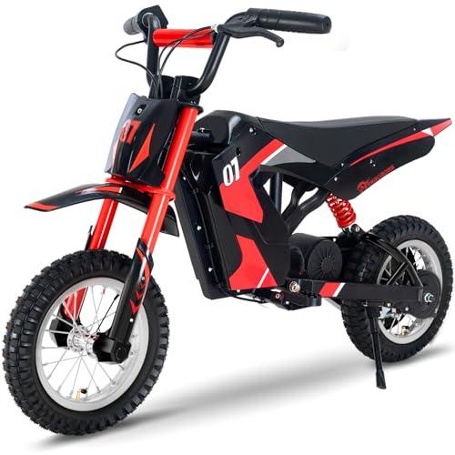EVERCROSS EV12M Motocicletta elettrica per bambini, Moto Elettrica con Motore 300W, Modalità di Velocità 8/12/25 KMH, 15KM Long-Range, Pneumatico 12'', Moto Cavalcabile da 110cm di altezza