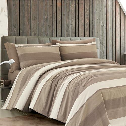 Dorian Home - Set Copripiumino Matrimoniale 240x220 con Sacco Copri Piumino Cotone 100% Puro, Morbido e Certificato + 2 Federe Cuscino Letto 50x80 con Patella di 18 cm, Parure Copripiumino 4 Stagioni