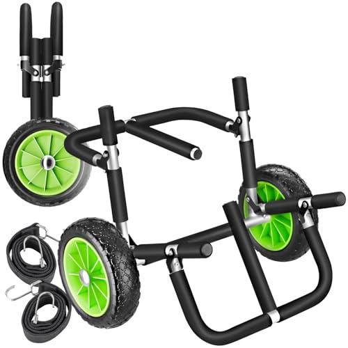 tectake® Carrello da Trasporto 2 Tavole Surf, Carrello con Ruote Portatutto, Porta Tavola Surf, Carrello Spiaggia Pieghevole, Carrello Mare, Carrello Pieghevole con Ruote - Nero/Verde
