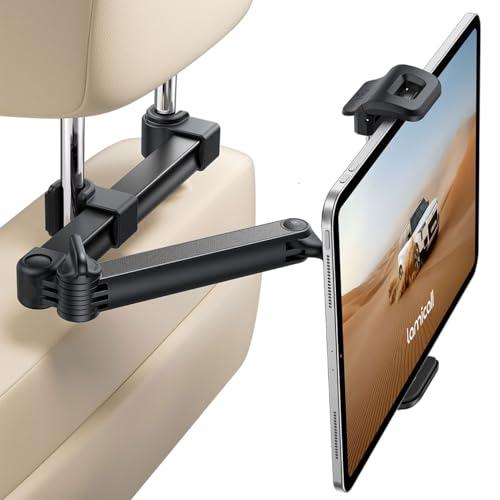 Lamicall Supporto Tablet Auto Poggiatesta - [Clip Pieghevole] [Blocco Sicurezza] Braccio Metallo, 360° Rotazione, Pieghevole Porta Tablet Auto per iPad Pro, Air, Mini, Galaxy Tab e 5,4-13