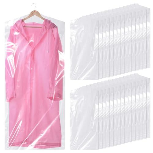 Hejo 30 Pezzi Sacchetti Porta Abiti in Plastica, 60 * 140cm Buste Trasparenti per Vestiti, Copri Abiti da Armadio, Copri Abiti Anti Polvere, per Camicie, Giacche, Abiti, Maglioni
