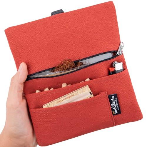 Porta Tabacco in Tessuto Idrorepellente - Astuccio Portatabacco, cartine, filtri e accendino (Rosso)