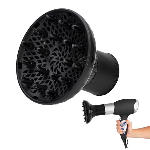 DIVINE BEAUTY - Diffusore Universale Capelli Ricci in Abs Nero - Ideale per Tutti i Capelli - Regolabile da 4.5 cm fino a 6.6 cm
