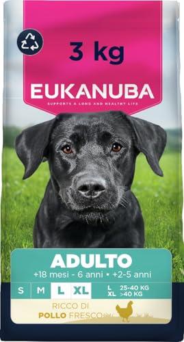Eukanuba Mangime secco per cani con pollo fresco per razze di taglia grande, mangime secco premium per cani adulti, 3 kg
