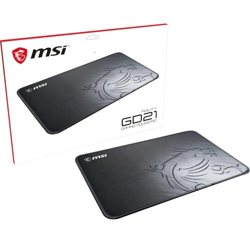 MSI AGILITY GD21 - Tappetino per mouse da gaming, superficie tessile a basso attrito, bordi cuciti morbidi, base antiscivolo, 320 x 220 x 3 mm