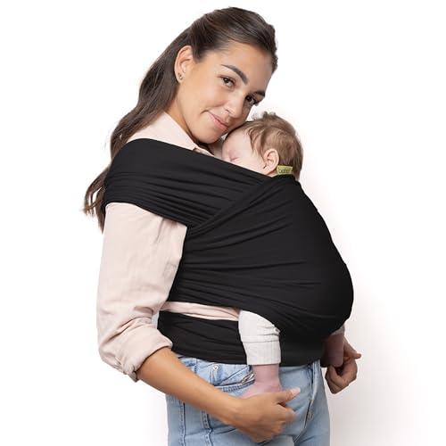 Boba Wrap – Black – Fascia Elastica Porta Bebè Neonato, Portabimbo Facile dalla nascita a 15kg