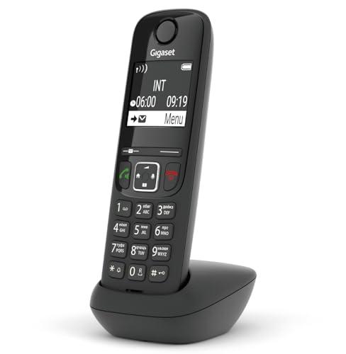 Gigaset AS690HX Telefono Portatile Aggiuntivo con Vivavoce Alta Qualità, Tastiera Illuminata e Ampio Display, Black List, Lista Chiamate Fatte, Ricevute e Perse, Nero [Versione Italiana]