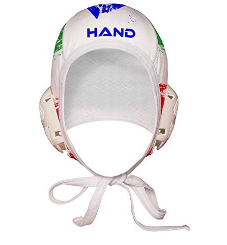HAND SPORT Cuffia da Pallanuoto,Calottina Pallanuoto, MOD. Italia Professional, Unisex. (Bianco)