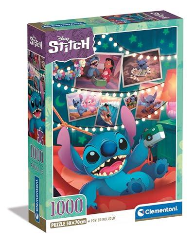 Clementoni Puzzle Disney Stitch - 1000 Pezzi - Puzzle Adulti, Poster Incluso, Puzzle Disney, Divertimento Per Adulti, Made In Italy, 39793