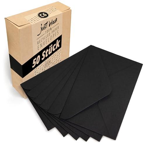 Japun - buste (50 pezzi) di carta, busta, senza finestra - DIN C6-162 x 114 mm - nero