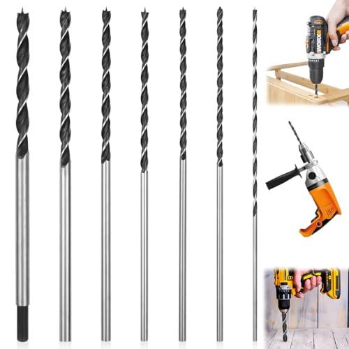 Punte Trapano Legno Punte Extra Lunghe da 300 mm - Ø 4, 5, 6, 7, 8, 10, 12mm, Tre Punte Legno per Legna, Disponibile per le Decorazioni di Edifici, Lavori di Bricolage e Modellismo