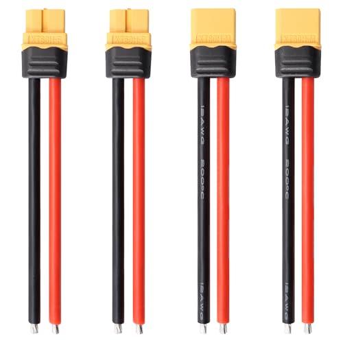 Lyeteung 2 Pairs XT60 Connettore, XT60H Maschio Femmina Battery Connettore con Alloggiamento Guaina e Cavo di Silicone 100mm 12 AWG, per Batteria Lipo, Giallo