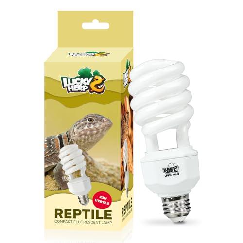 LUCKY HERP Lampadina UVA UVB per Rettili, Lampada UVB Tartaruga Terrestre 23W 10.0, Lampada Fluorescente Compatta per Rettili Draghi Barbuti.