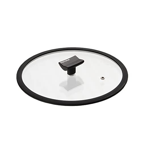 Moneta Coperchio Piatto, Bordo in Silicone e pomolo reggimestolo, 32 cm, Transparent And Black, 0004124532