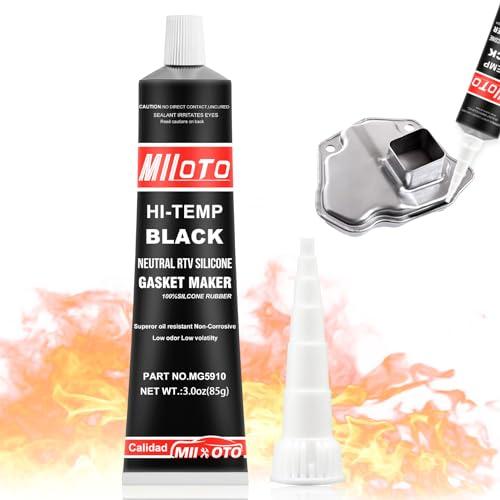 Miioto Silicone Alte Temperature Nero, Silicone Nero Sigillante, Pasta Nera Guarnizioni Motore, Resistente All'olio e Facile da Rimuovere, può Resistere a Una Temperatura da -80°F a 650°F - 85g