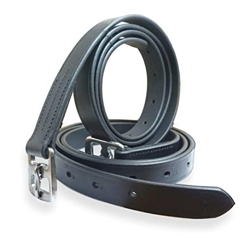Pferdelinis Cinghie di fissaggio in pelle di colore nero, adatte per selle inglesi, lunghezza 130 cm – 160 cm (150 cm, nero)
