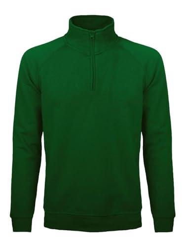 CHEMAGLIETTE! Felpa Uomo Mezza Zip - Maglia Tuta Felpata Cotone, Felpe da Lavoro Maglie Senza Cappuccio Tinta Unita Stampabili, Polsini in Costina Basic Neck Sweat