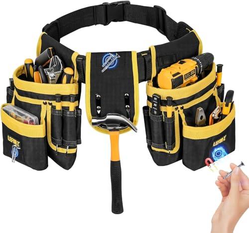 Cintura Porta Attrezzi,Porta Attrezzi da Cintura,Cintura Attrezzi Lavoro Magnetica,Cintura Elettricista con 27 Tasche,Staccabile e Regolabile per Elettricisti,Falegnami,Edilizia