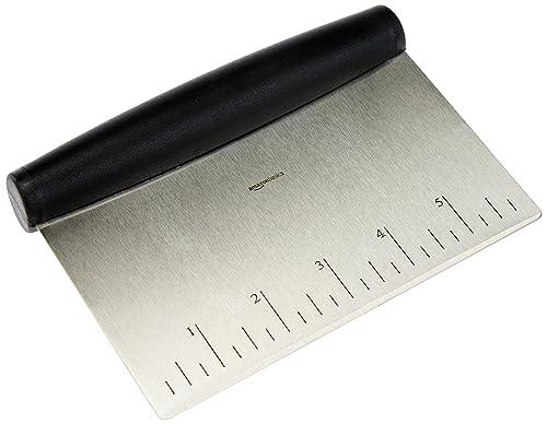 Amazon Basics - Raschietto/Tagliaimpasto multiuso, in acciaio inox, Argento, Nero
