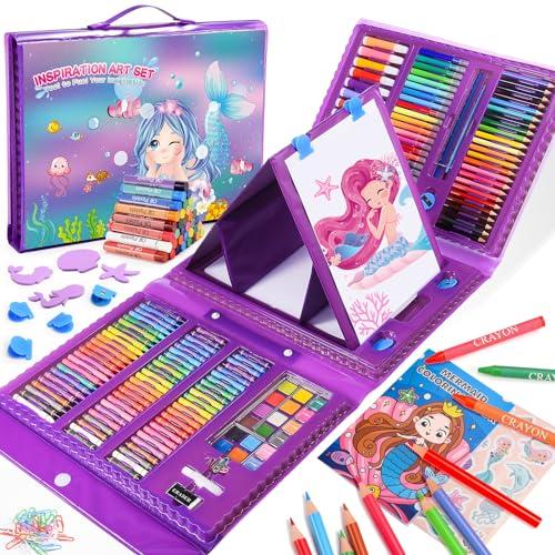 HappyGoLucky 208 Kit Colori per Bambini, Matite Colorate Pastelli a Cera Acquerelli Pastelli a Olio, Regalo Bambina 3-10 anni