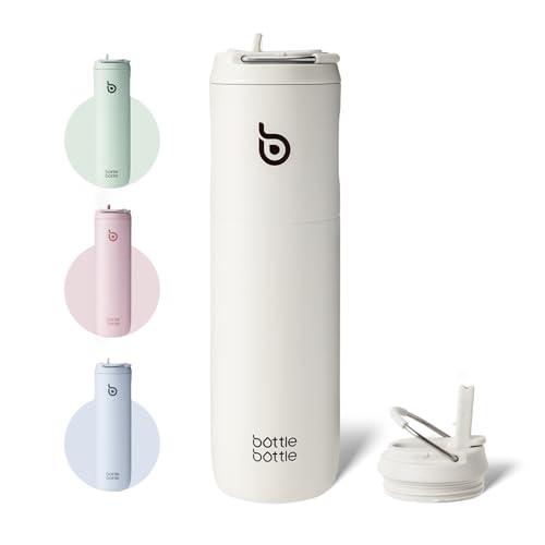 BOTTLE BOTTLE Borraccia con Cannuccia Sportiva Borraccia Termica Palestra 700ml Thermos Bevande Calde (Verde Grigio)