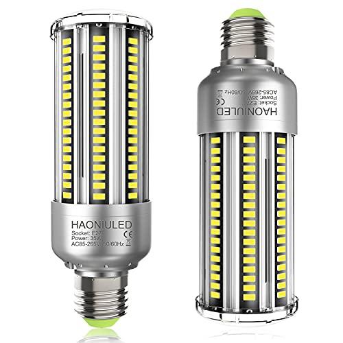 HAONIULED Lampadina LED E27 35W Luce Bianca Fredda 6500K 4000LM Lampadine Mais Led E27 Equivalenti a 300W Incandescenza, Lampadine E27 Led Pannocchia Lampada Lampadina Non Dimmerabile - 2 Pezzi