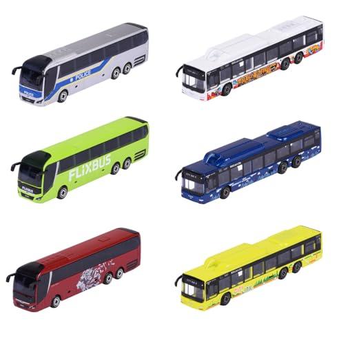 Majorette – City MAN Bus 6 Assortiti – Modellini Autobus Cittadini in Metallo Die-Cast con Dettagli Realistici, Veicoli da Collezione e Gioco, 8503002002, dai 3 Anni in su