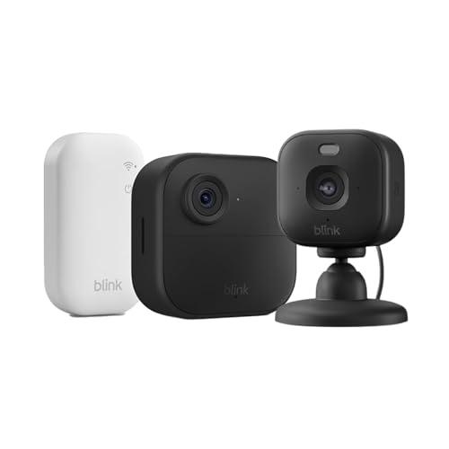 Videocamera Blink Outdoor 4 + Videocamera Mini 2K+ Blink (Nero), Modulo di sincronizzazione di base incluso