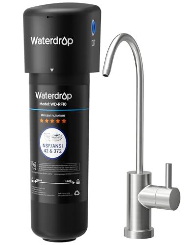 Waterdrop 10UB Filtro Acqua Sistema con Rubinetto Dedicato Goccia, Depuratore Acqua Domestico per 11000 Galloni, Certificato da NSF/ANSI 42, Rimuove 99.99% di Piombo, Cloro, Cattivo