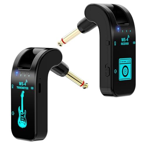 Sistema di chitarra senza fili, 2,4 GHz, 8 canali, trasmettitore audio ricaricabile senza fili, ricevitore per chitarra elettrica, bassi e strumenti a fiato elettrici, trasmissione in tempo reale 48 K