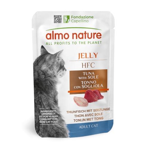 Almo Nature HFC Jelly - Alimento Umido per Gatti Adulti - Tonno con Sogliola - Human-Grade, Gluten-Free - 55g (Confezione da 24)