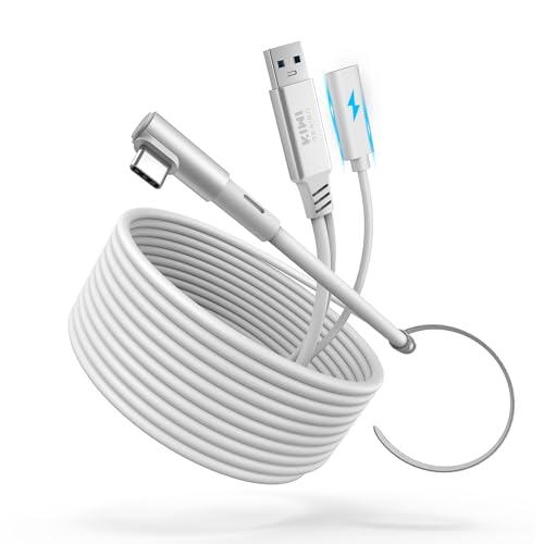 KIWI design Cavo Link con Caricamento 5M Compatibile con Meta Quest 3s Quest 3 Quest 2/Pro/Accessori Pico 4 e PC/SteamVR, Cavo USB 3.0 a USB-C con Super Velocità 5 Gbps, per Gioco Prolungato
