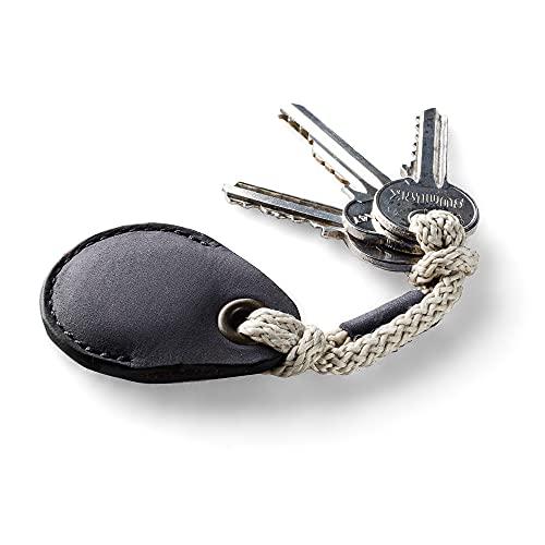 AirTag Portachiavi in pelle, Portachiave AirTags, Carbon Black, conciato al vegetale in Pelle, Ciondolo della Borsa, copertina Air Tag, bagagli GPS Tracciatore, Custodia per Chiavi, Crazy Horse Craft