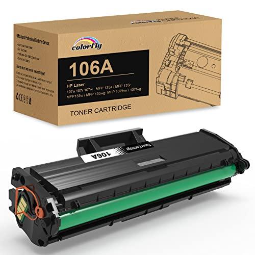 colorfly 106A Cartucce di toner Sostituzione per HP 106A W1106A , per Laser MFP 137fnw 137fwg MFP 135a 135w 135r 135wg per HP Laser 107w 107a 107r, (Con Chip, 1 Nero)