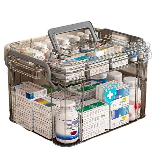 AiMeiteng Scatola medicinali, Porta medicine casa scatola, 2 strati medicine box, multifunzione Organizer per medicinali, per pronto soccorso,medicinali,per la casa, all'aperto