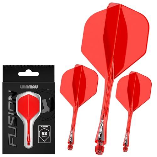 WINMAU Freccette Fusion Sistema Integrato di Volo e Albero - No.2 Forma e Design - Rosso, Lunghezza Intermedia