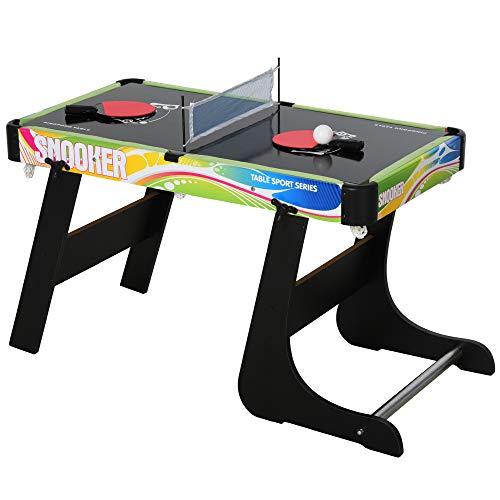 HOMCOM Tavolo da Gioco 4 in 1 per Calcio-Balilla, Biliardo, Air Hockey e Ping Pong con Accessori Inclusi, Tavolo Multigioco Pieghevole in MDF e Plastica, Multicolore
