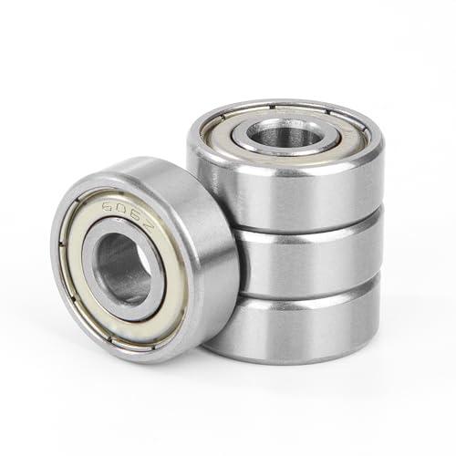 4 Pezzi 606ZZ Cuscinetti a Sfera 6x17x6mm Doppia Protezione Metallica, Acciaio Cromato, Pre-Lubrificati, 606-2Z Cuscinetto Radiale a Sfere in Miniatura per Pattini, Skateboard, Longboard, Scooter