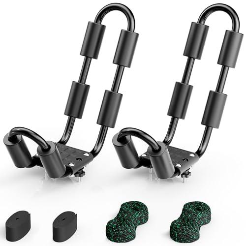 Wiltec 2X Staffe Porta Kayak Canoa per Portapacchi Tetto Auto, a Forma di a J, in Alluminio con 2 Cinghie