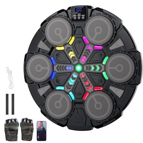 Carziyer Macchina da boxe musicale, macchina da boxe musicale Bluetooth intelligente con guanti da boxe, 6 velocità, 2 modalità, modalità di conteggio, regali per bambini, adulti (nero-B)