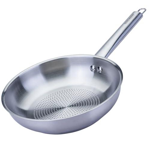 Fackelmann Padella Trimetallo Professionale Ø28 cm – Cottura Induzione e Tutti i Piani – Fondo Micro Strutturato per Cucina Sana e Croccante – Lavabile in Lavastoviglie – Linea Oval