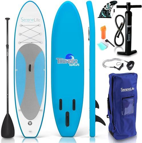 SereneLife Stand up Paddle Board Gonfiabile - Pagaia SUP Antiscivolo, Pompa, Cordino di Sicurezza e Accessori Giovani