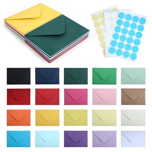 Strehknewen 60 buste colorate in carta kraft, formato C6, 20 colori, con 72 adesivi colorati, per biglietti regalo, matrimoni, Natale e fai da te (162 x 114 mm)