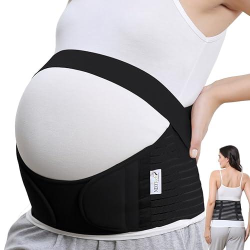 NEOtech Care - Fascia per maternità - Supporto per la gravidanza - Cintura vita/schiena/addome (Nero, M)
