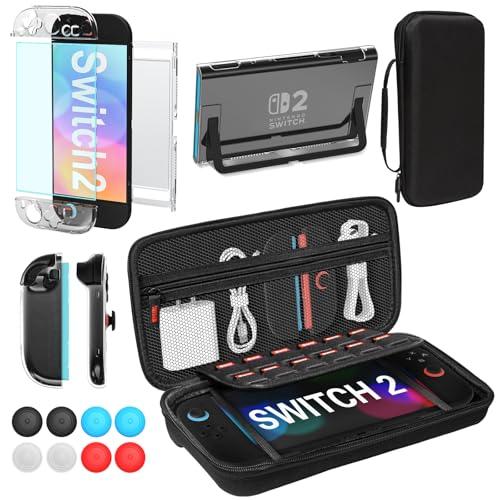 Teyomi Custodia compatibile con Nintendo Switch 2 accessori con 12 slot per carte da gioco, trasparente Dockable PC Cover per Switch 2, Pellicola protettiva per switch 2,Custodia per Joycon e Joystick